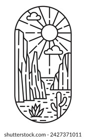 beautiful desert views line art illustration