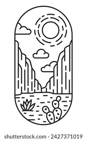 beautiful desert views line art illustration