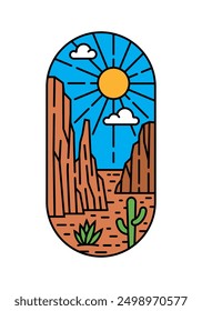 beautiful desert views line art illustration