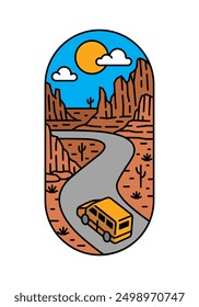 beautiful desert views line art illustration