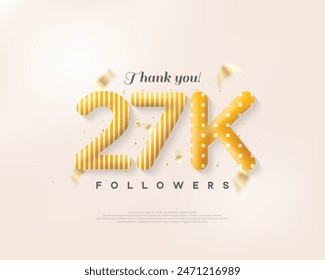Beautiful design with 27k speech numbers illustration, realistic 3d balloons.