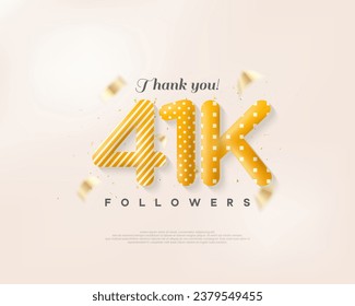 Beautiful design with 41k speech numbers illustration, realistic 3d balloons.