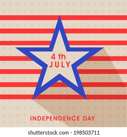 Beautiful design for 4th of July Independence Day celebrations with star on red striped vintage brown background. 