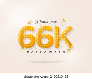 Beautiful design with 66k speech numbers illustration, realistic 3d balloons.