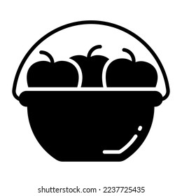 A beautiful design of apple basket, editable vector