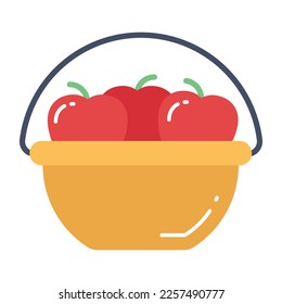 A beautiful design of apple basket, editable vector