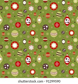 Beautiful design Christmas seamless pattern with xmas toys, balls, snowflakes and stars