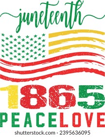 A beautiful design graphic black history juneteenth 1865 peace love. 