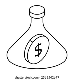 A beautiful design icon of dollar flask