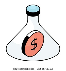 A beautiful design icon of dollar flask