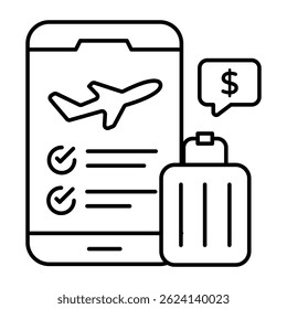 Um belo ícone de design de reserva de voo móvel