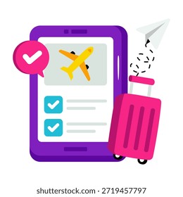 Um belo ícone de design de reserva de voo móvel 