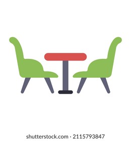 A beautiful design icon of restaurant table, patio vector

