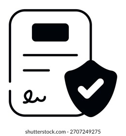 Un hermoso icono de diseño de contrato seguro 