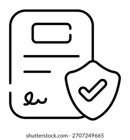 Un hermoso icono de diseño de contrato seguro 