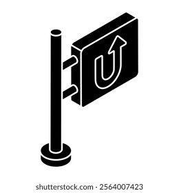 A beautiful design icon of u turn sign