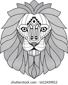 beautiful design of a lion in zentangle style