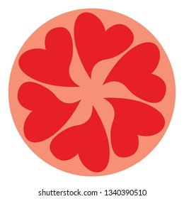 A beautiful design made with pink and red hearts vector color drawing or illustration 