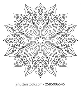 Beautiful design mandala colouring page 