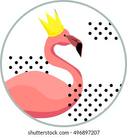Beautiful design on a t-shirt prints. Vector of flamingos in the crown. Flamingo illustration. Flamingo vector. Pink flamingo
