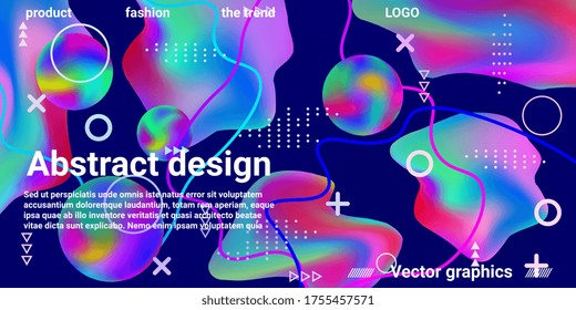Beautiful  design poster 3d, great design for any purposes. Bright smooth mesh is blurred by a futuristic pattern in pink, blue, green, yellow, purple tones. Trendy creative vector cosmic gradient.