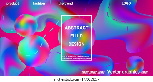 Hermoso afiche de diseño 3d, gran diseño para cualquier propósito. La malla suave y brillante se desdibuja con un patrón futurista en tonos rosa, azul, verde, amarillo y violeta. Gradiente cósmico vectorial creativo a la moda.