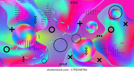 Beautiful  design poster 3d, great design for any purposes. Bright smooth mesh is blurred by a futuristic pattern in pink, blue, green, yellow, purple tones.  Minimal geometric cover.