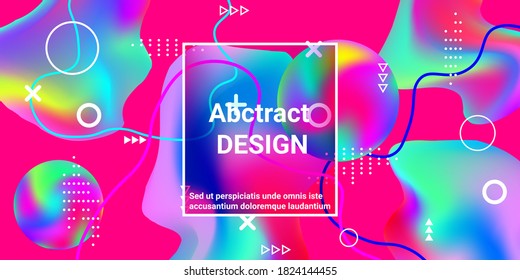 Beautiful  design poster 3d, great design for any purposes. Bright smooth mesh is blurred by a futuristic pattern in pink, blue, green, yellow, purple tones. Trendy creative vector cosmic gradient.