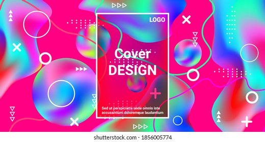 Beautiful  design poster 3d, great design for any purposes. Bright smooth mesh is blurred by a futuristic pattern in pink, blue, green, yellow, purple tones. Trendy creative vector cosmic gradient.