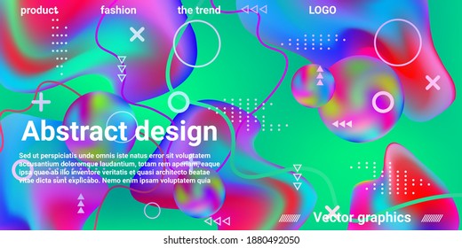 Beautiful design poster 3d, great design for any purposes. Bright smooth mesh is blurred by a futuristic pattern in pink, blue, green, yellow, purple tones. Gradients waves music background.