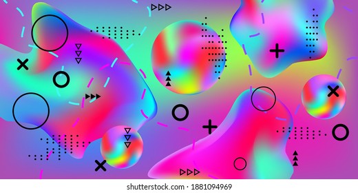 Beautiful design poster 3d, great design for any purposes. Bright smooth mesh is blurred by a futuristic pattern in pink, blue, green, yellow, purple tones. Gradients waves music background.