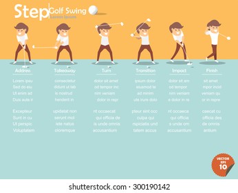 beautiful design of the step of performing golf swing,golf swing design,info graphics of the step of performing golf swing
