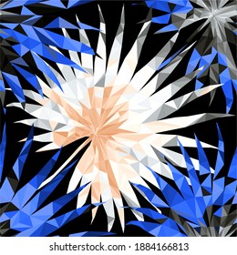 Beautiful design template with low poly tropical leaves on light background for decorative design. Geometric art. Abstract art template. Decorative symbol. Colorful geometric vector illustration