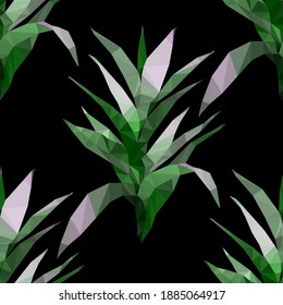 Schöne Design-Vorlage mit Low-Poly-tropischen Blättern auf hellem Hintergrund für dekoratives Design. Geometrische Kunst. Abstrakte Kunstvorlage. Dekoratives Symbol. Farbige geometrische Vektorgrafik