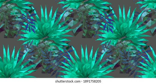 Beautiful design template with low poly tropical leaves on light background for decorative design. Geometric art. Abstract art template. Decorative symbol. Colorful geometric vector illustration