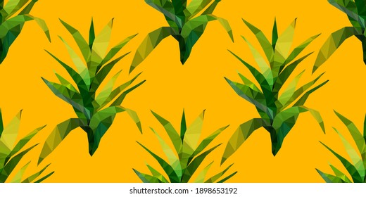 Beautiful design template with low poly tropical leaves on light background for decorative design. Geometric art. Abstract art template. Decorative symbol. Colorful geometric vector illustration