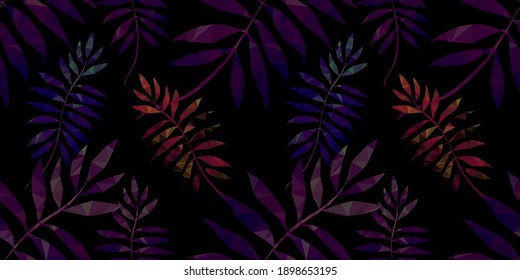 Beautiful design template with low poly tropical leaves on light background for decorative design. Geometric art. Abstract art template. Decorative symbol. Colorful geometric vector illustration