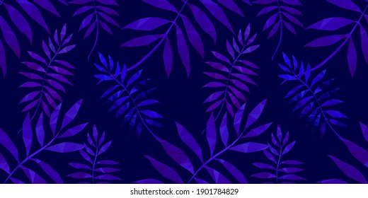 Hermosa plantilla de diseño con hojas tropicales de bajo color sobre fondo de luz para el diseño decorativo. Arte geométrico. Plantilla de arte abstracto. Símbolo decorativo. Ilustración de vector geométrico colorido