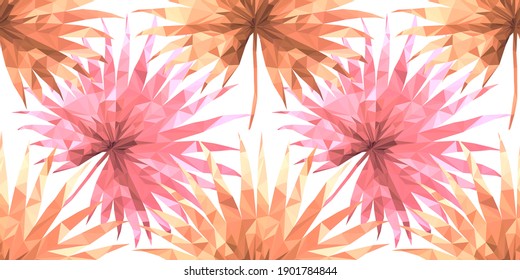 Hermosa plantilla de diseño con hojas tropicales de bajo color sobre fondo de luz para el diseño decorativo. Arte geométrico. Plantilla de arte abstracto. Símbolo decorativo. Ilustración de vector geométrico colorido