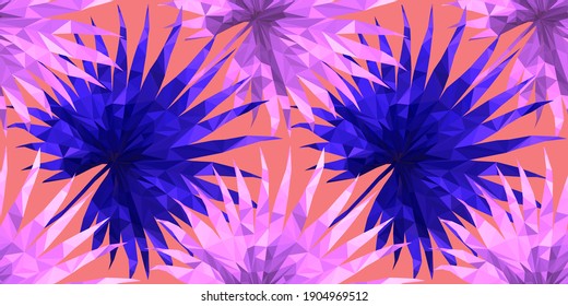 Beautiful design template with low poly tropical leaves on light background for decorative design. Geometric art. Abstract art template. Decorative symbol. Colorful geometric vector illustration
