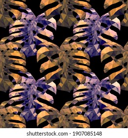 Hermosa plantilla de diseño con hojas tropicales de bajo color sobre fondo de luz para el diseño decorativo. Arte geométrico. Plantilla de arte abstracto. Símbolo decorativo. Ilustración de vector geométrico colorido
