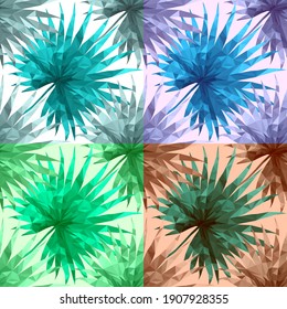 Beautiful design template with low poly tropical leaves on light background for decorative design. Geometric art. Abstract art template. Decorative symbol. Colorful geometric vector illustration