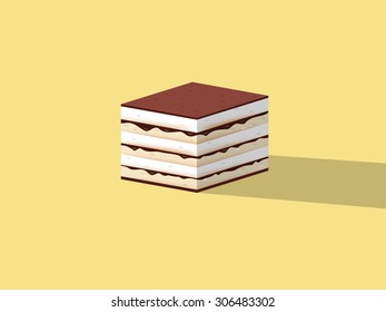 beautiful design of tiramisu cake, colorful dessert concept design
