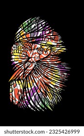 beautiful  design vector beauty of colorful betta fish line art logo with beautiful fins for wallpaper or clothing