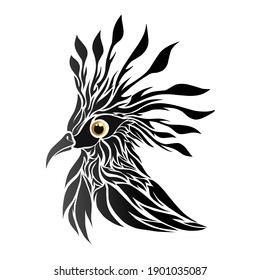 Beautiful design vector logo of black and white victoria crown bird with beautiful feather 