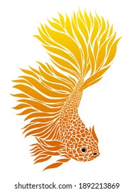 Beautiful design vector logo of golden betta fish with beautiful fins