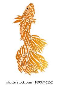 Beautiful design vector logo of golden betta fish with beautiful fins