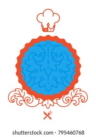 Beautiful designer layout. Vector ornament in a flat style. Decorative elements for the site and corporate logo. Vintage logo design for designers. Crown with a cap of the cook. Isolated.