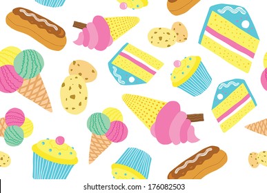 Beautiful Dessert Pastel Seamless Background