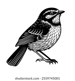 Beautiful and detailed bird outline design for use in coloring pages, branding, and artistic projects